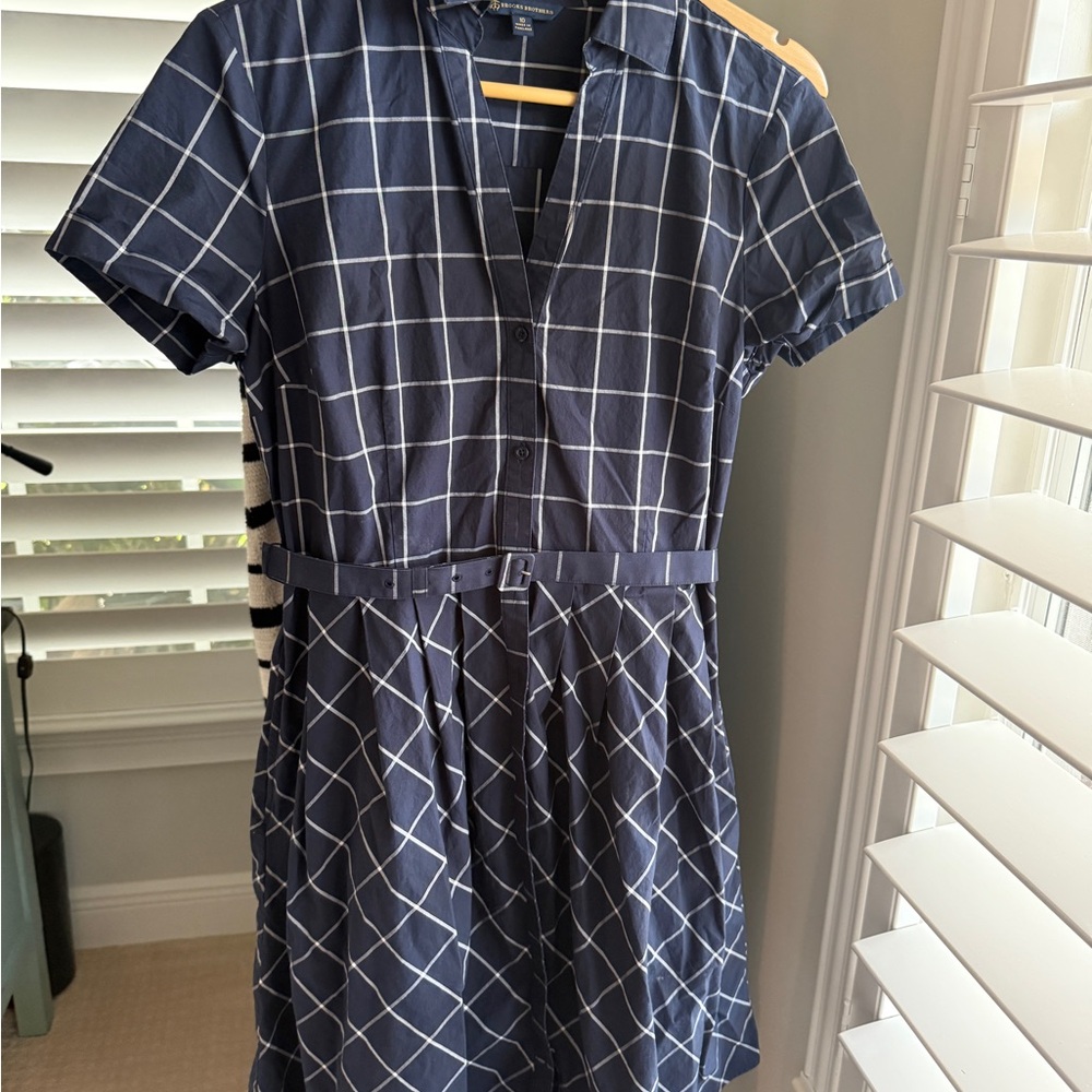 Brooks Brothers Navy Checkered Mini Dress